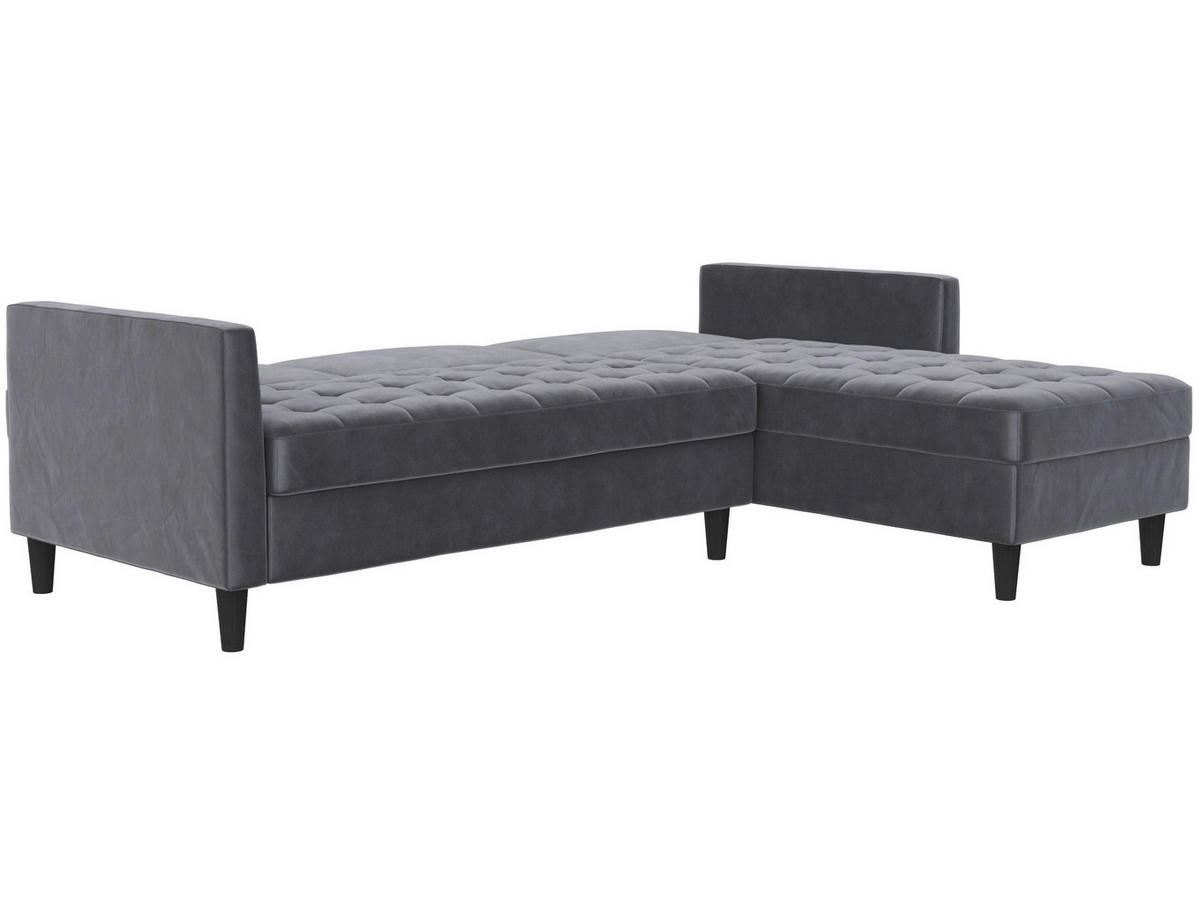 ECKSOFA PALERMO in Velours Anthrazit  - Anthrazit/Schwarz, Basics, Kunststoff/Textil (213/154cm) - Livetastic
