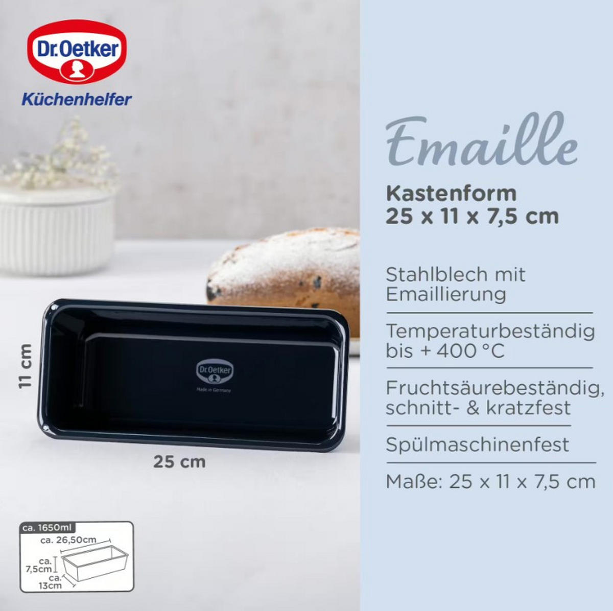KASTENFORM  - Dunkelblau, Basics, Metall (25/11/7,5cm) - Dr.Oetker
