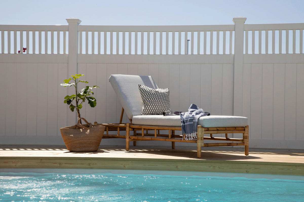 SONNENLIEGE 80/35/210 cm Bambus, Rattan  - Hellbraun/Creme, KONVENTIONELL, Holz/Textil (80/35/210cm) - Gardenson
