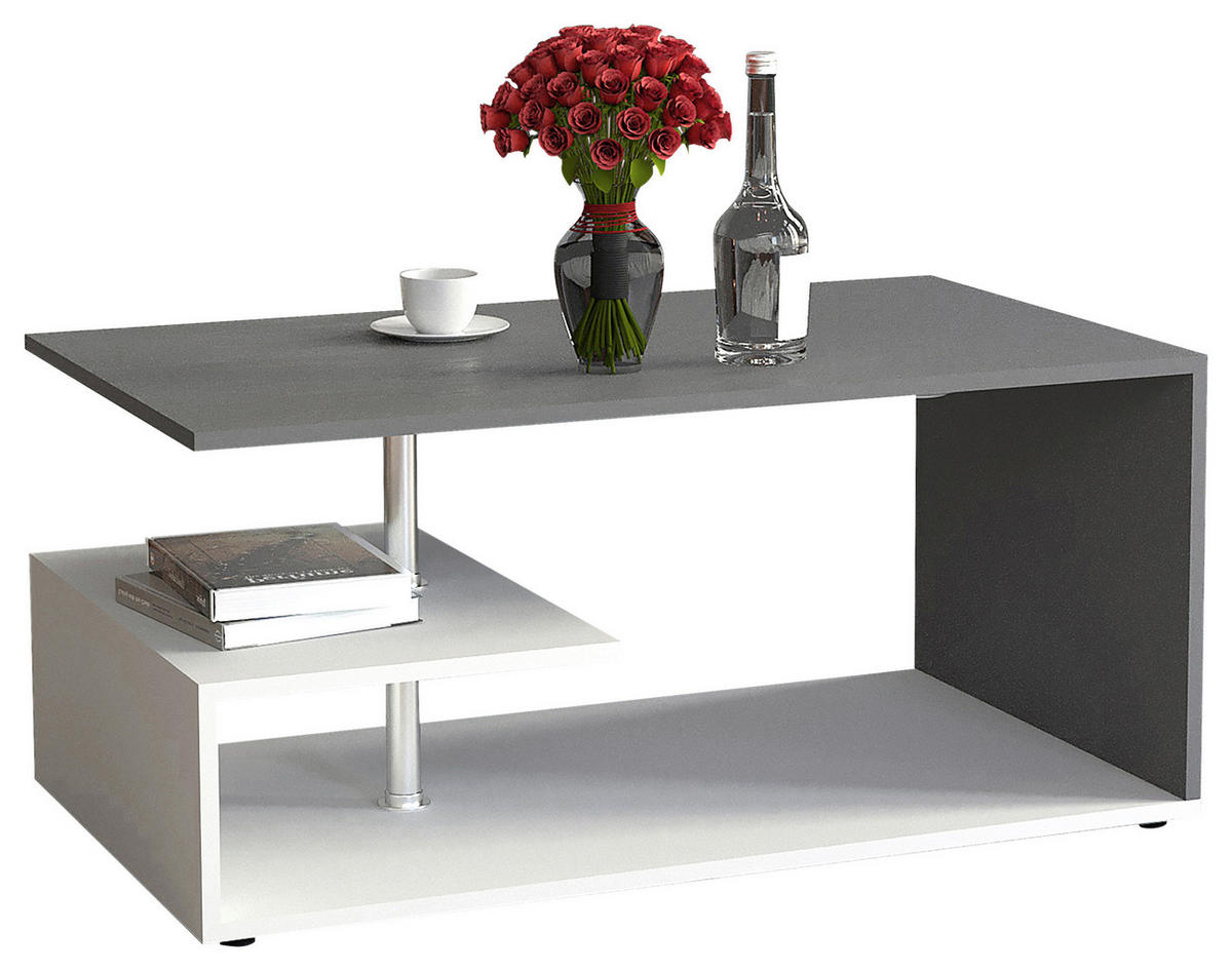 COUCHTISCH in Holzwerkstoff 91/53/42 cm  - Weiss/Anthrazit, Design, Holzwerkstoff/Kunststoff (91/53/42cm) - MID.YOU