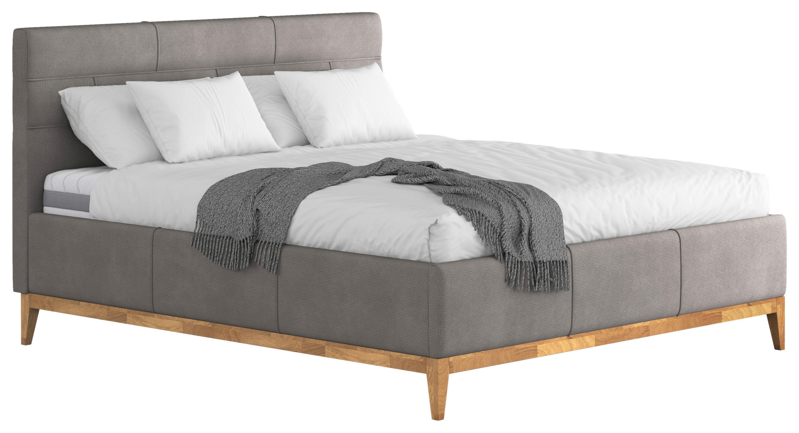 POLSTERBETT 160/200 cm,  in Grau, Lattenrost, Bettkasten, Matratzen, H2 + H3 = mittel + fest  - Eichefarben/Anthrazit, MODERN, Holz/Holzwerkstoff (160/200cm) - MID.YOU