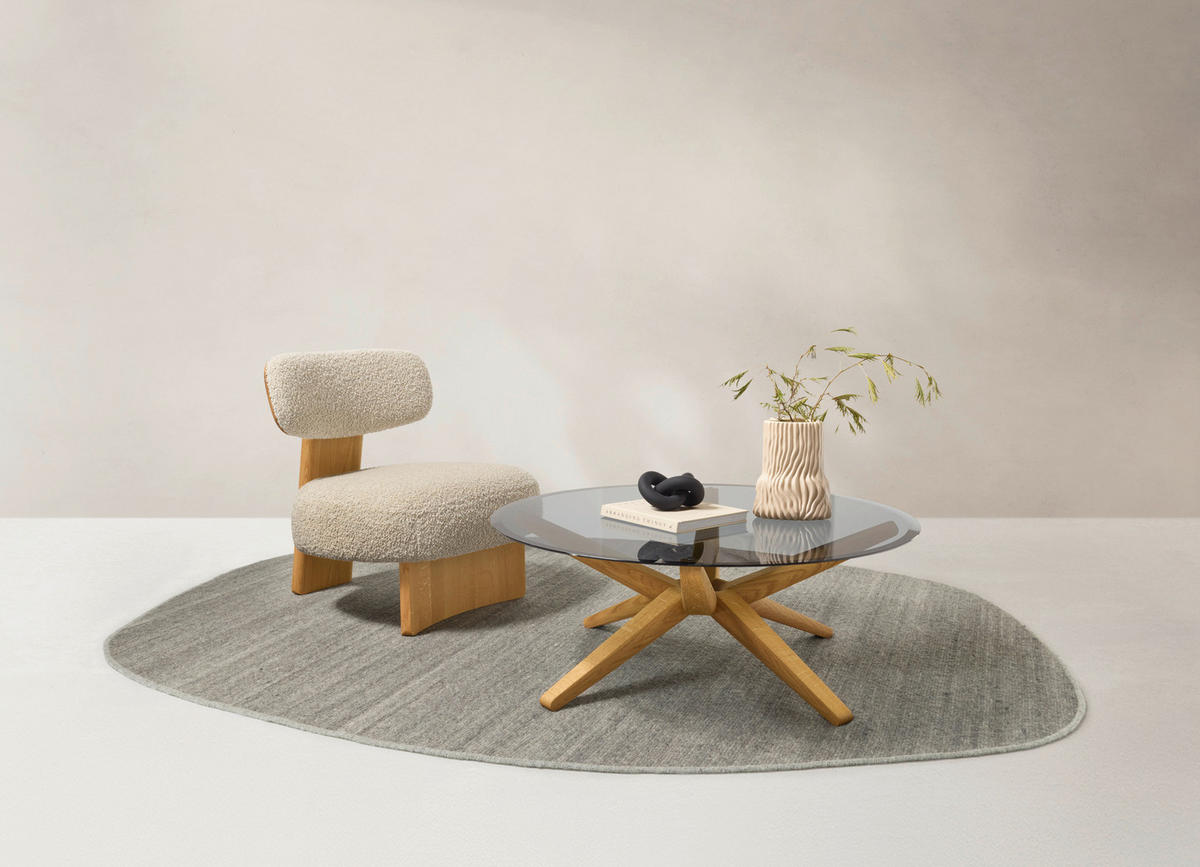 COUCHTISCH in Holz, Glas 105/105/39,5 cm  - Eichefarben, Design, Glas/Holz (105/105/39,5cm) - TEAM 7