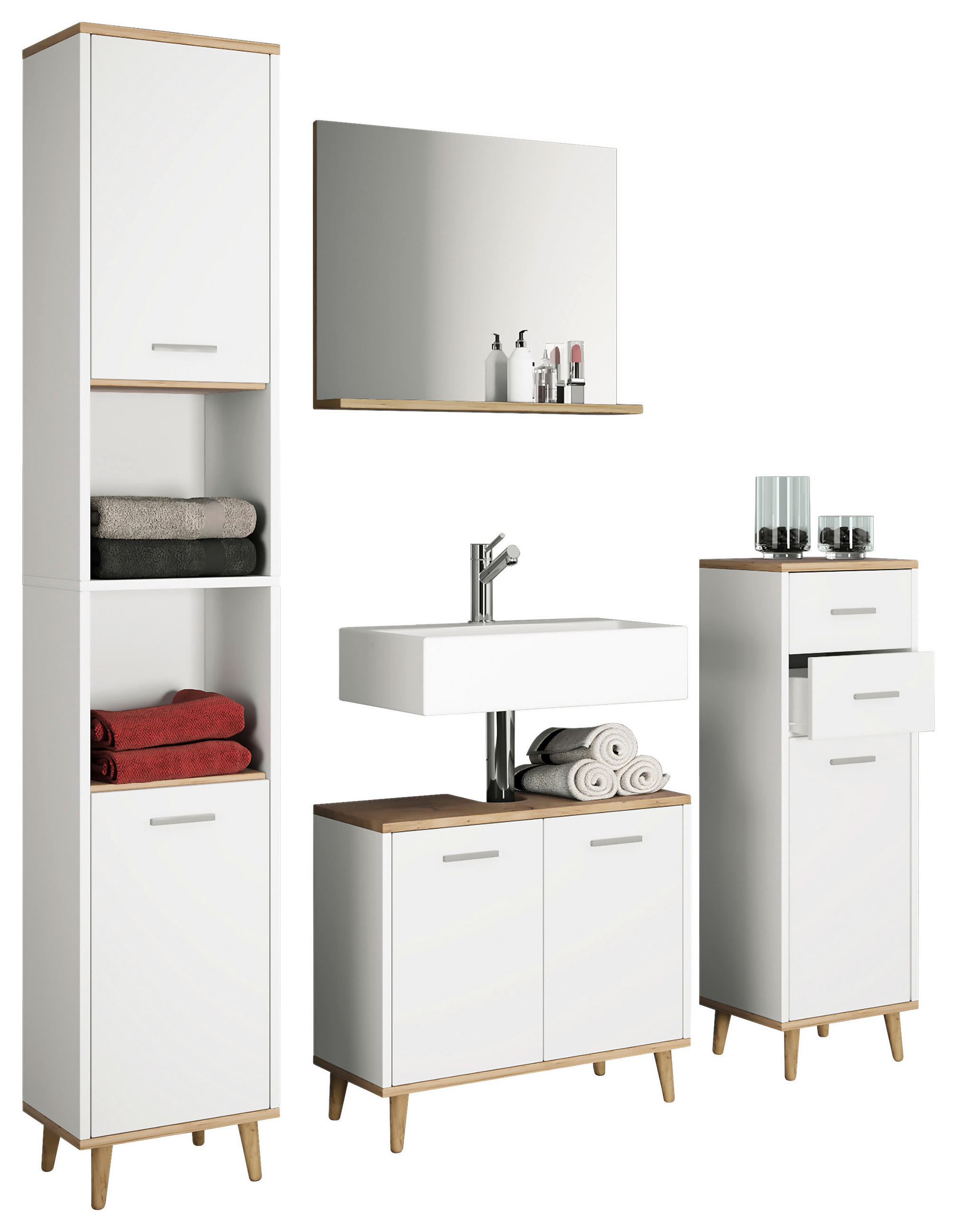 BADRUM 124 cm  - vit/honungsek, Modern, trämaterial (124cm) - MID.YOU