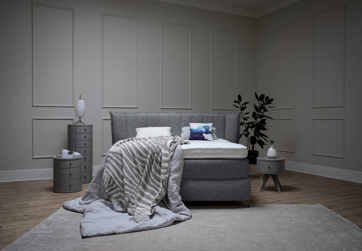 BOXSPRINGBETT 200/200 cm  in Grau  - Schwarz/Grau, KONVENTIONELL, Holz/Textil (200/200cm) - Sjöholm