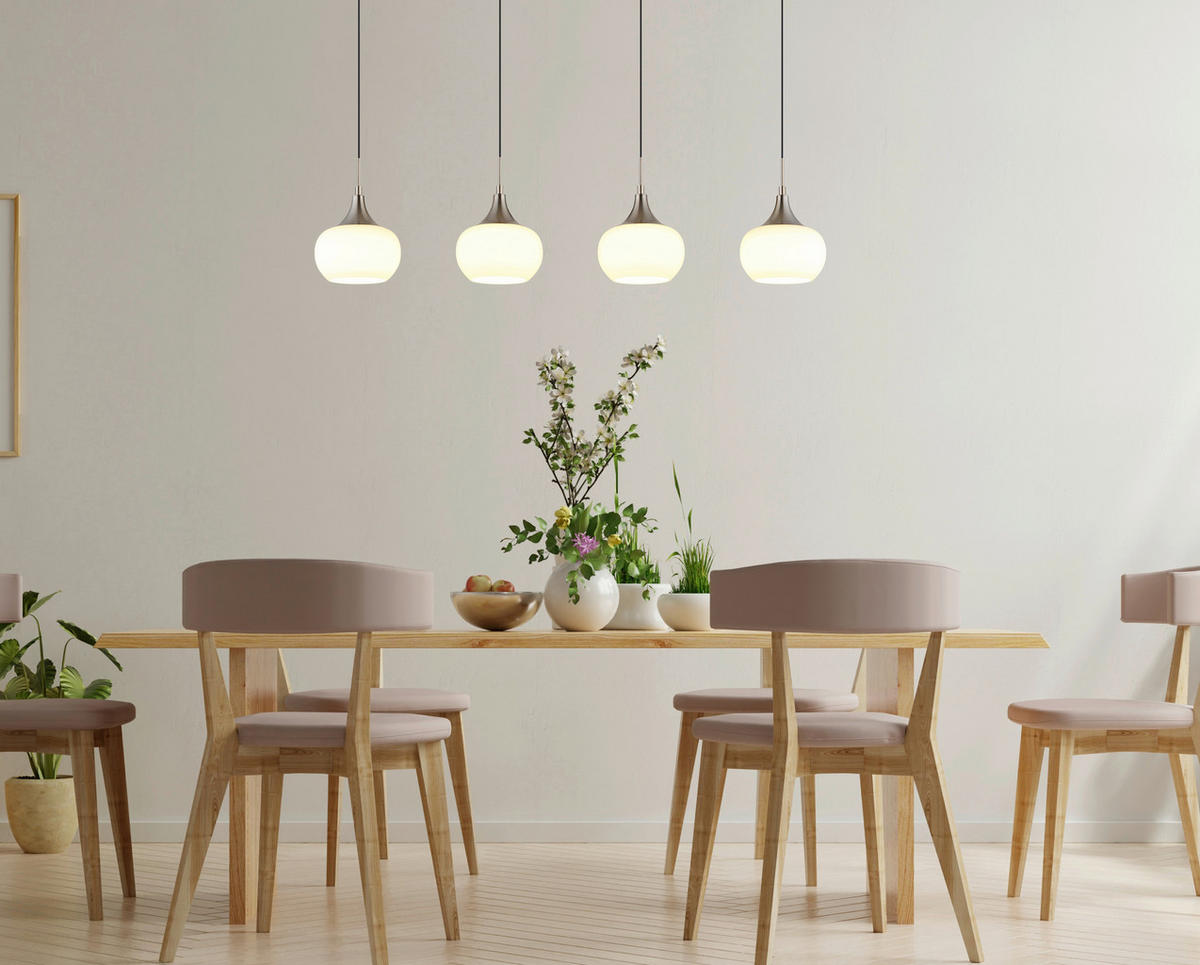 HÄNGELEUCHTE Lui 90/15/150 cm   - Opal/Schwarz, Design, Glas/Kunststoff (90/15/150cm) - Globo