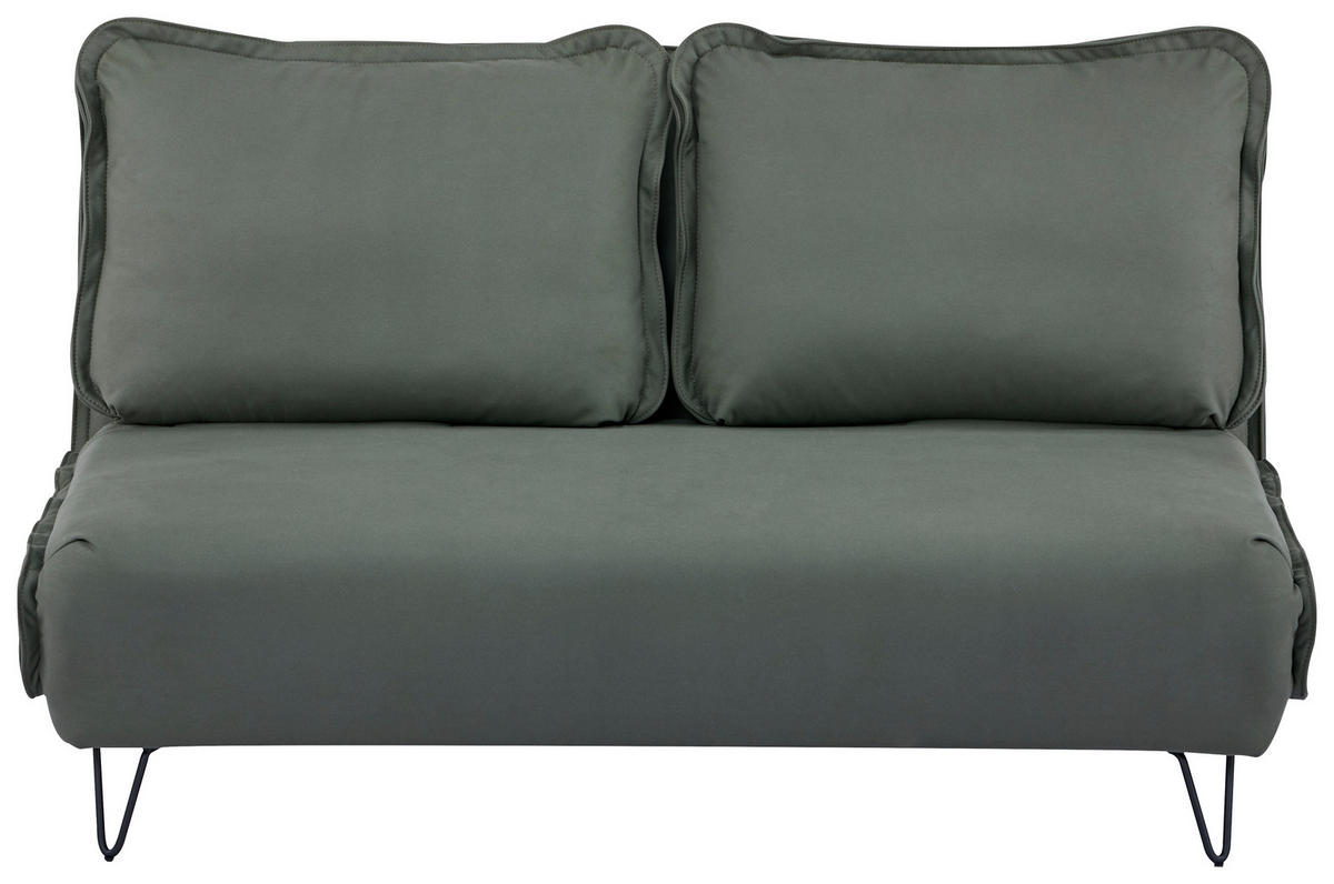 SCHLAFSOFA Webstoff Grün, Taupe  - Taupe/Schwarz, Design, Textil/Metall (152/82/92cm) - Livetastic