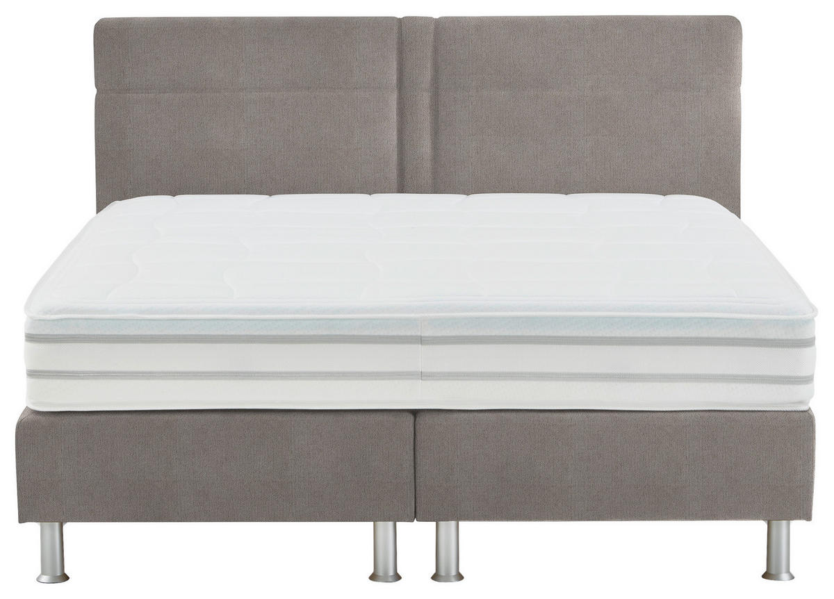 BOXSPRINGBETT 160/200 cm  in Taupe  - Taupe/Alufarben, Design, Kunststoff/Textil (160/200cm) - Beldomo - Sleep