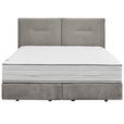 BOXSPRINGBETT 160/200 cm,  in Hellgrau, Matratze, H3 + H3 = fest  - Hellgrau/Schwarz, Design, Kunststoff/Textil (160/200cm) - Dieter Knoll