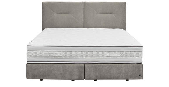 BOXSPRINGBETT 160/200 cm,  in Hellgrau, Matratze, H3 + H3 = fest  - Hellgrau/Schwarz, Design, Kunststoff/Textil (160/200cm) - Dieter Knoll