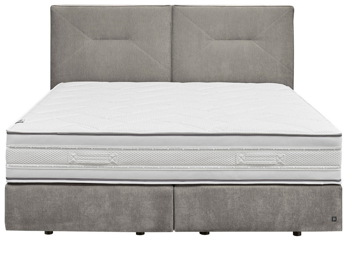 BOXSPRINGBETT 200/200 cm,  in Hellgrau, Matratze, H3 + H3 = fest  - Hellgrau/Schwarz, Design, Kunststoff/Textil (200/200cm) - Dieter Knoll