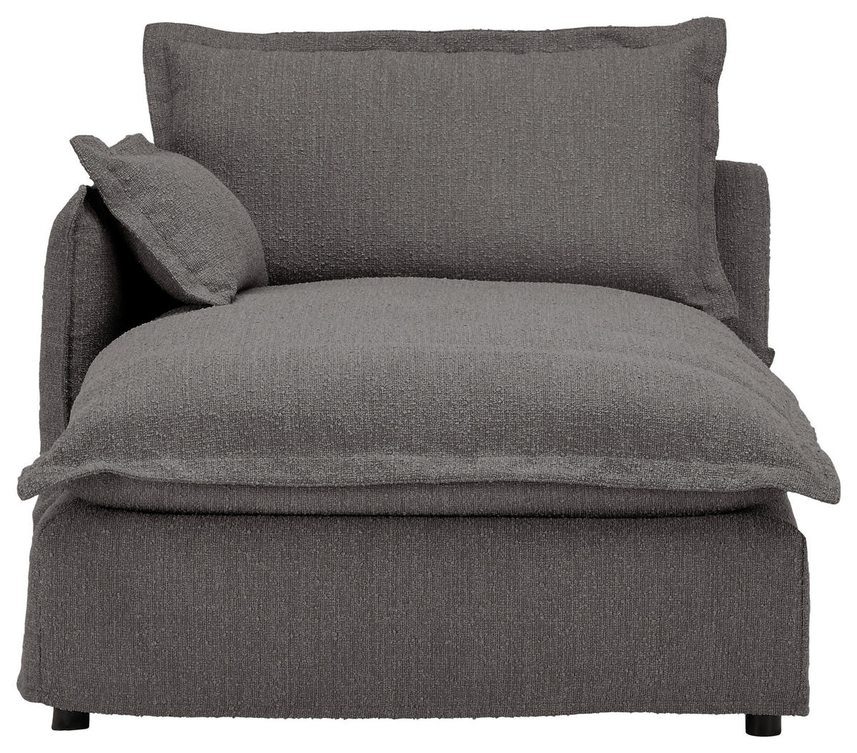 HUSSEN-ECKSOFA in Flachgewebe, Bouclé Grau  - Schwarz/Grau, Trend, Textil/Metall (165/295cm) - Livetastic