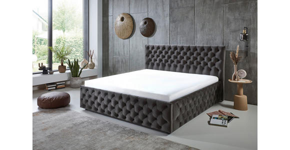 POLSTERBETT gepolstertes Kopfteil Grau 180/200 cm  - Schwarz/Grau, KONVENTIONELL, Kunststoff/Textil (180/200cm) - Carryhome