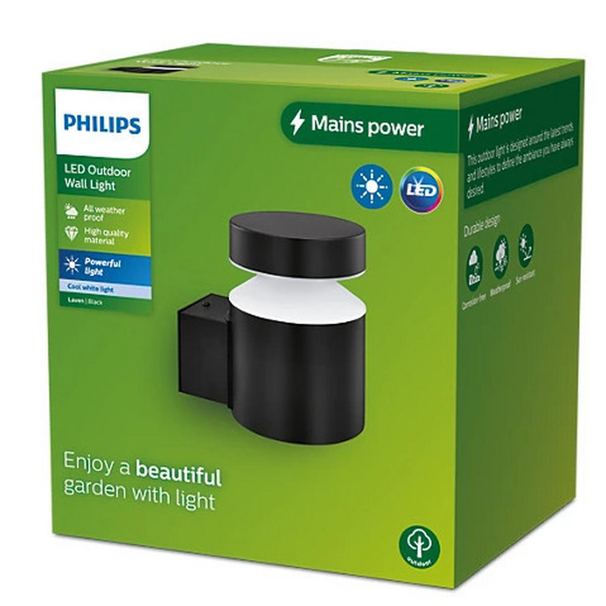 ZIDNA SVJETILJKA VANJSKA LAVEN  - crna, Design, metal (14/10/13.5cm) - Philips