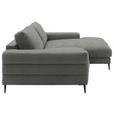 ECKSOFA  in Flachgewebe Hellgrau  253/177 cm  - Hellgrau/Schwarz, Design, Textil/Metall (253/177cm) - Dieter Knoll