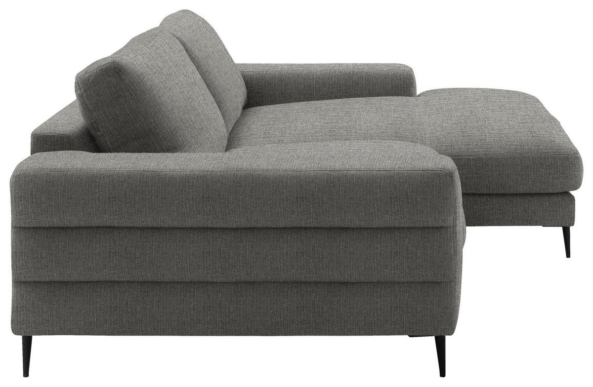 ECKSOFA in Flachgewebe Hellgrau  253/177 cm  - Hellgrau/Schwarz, Design, Textil/Metall (253/177cm) - Dieter Knoll