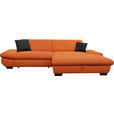 ECKSOFA  in Mikrofaser Orange  290/198 cm  - Schwarz/Orange, Design, Textil/Metall (290/198cm) - Xora