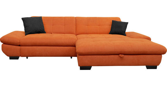ECKSOFA  in Mikrofaser Orange  290/198 cm  - Schwarz/Orange, Design, Textil/Metall (290/198cm) - Xora