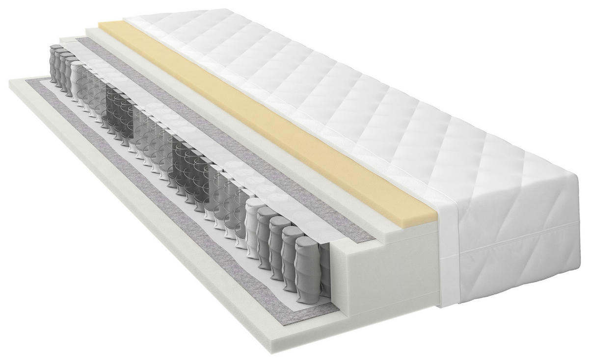 TASCHENFEDERKERNMATRATZE 200/200 cm Höhe ca. 24 cm  - Weiß, Basics, Textil (200/200cm) - Boxxx