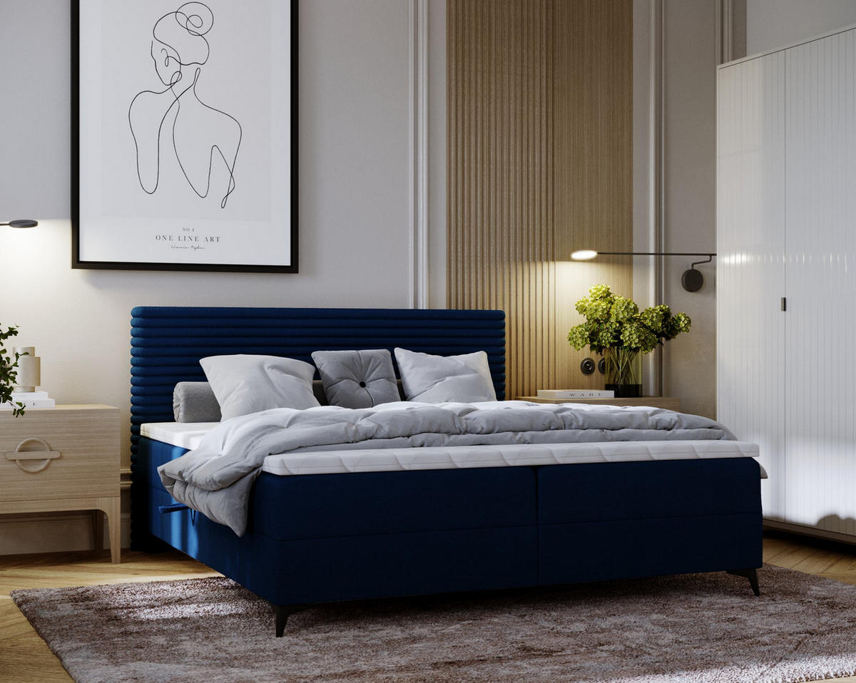 BOXBETT 160/200 cm  in Blau  - Blau/Schwarz, Design, Holz/Holzwerkstoff (160/200cm) - Xora