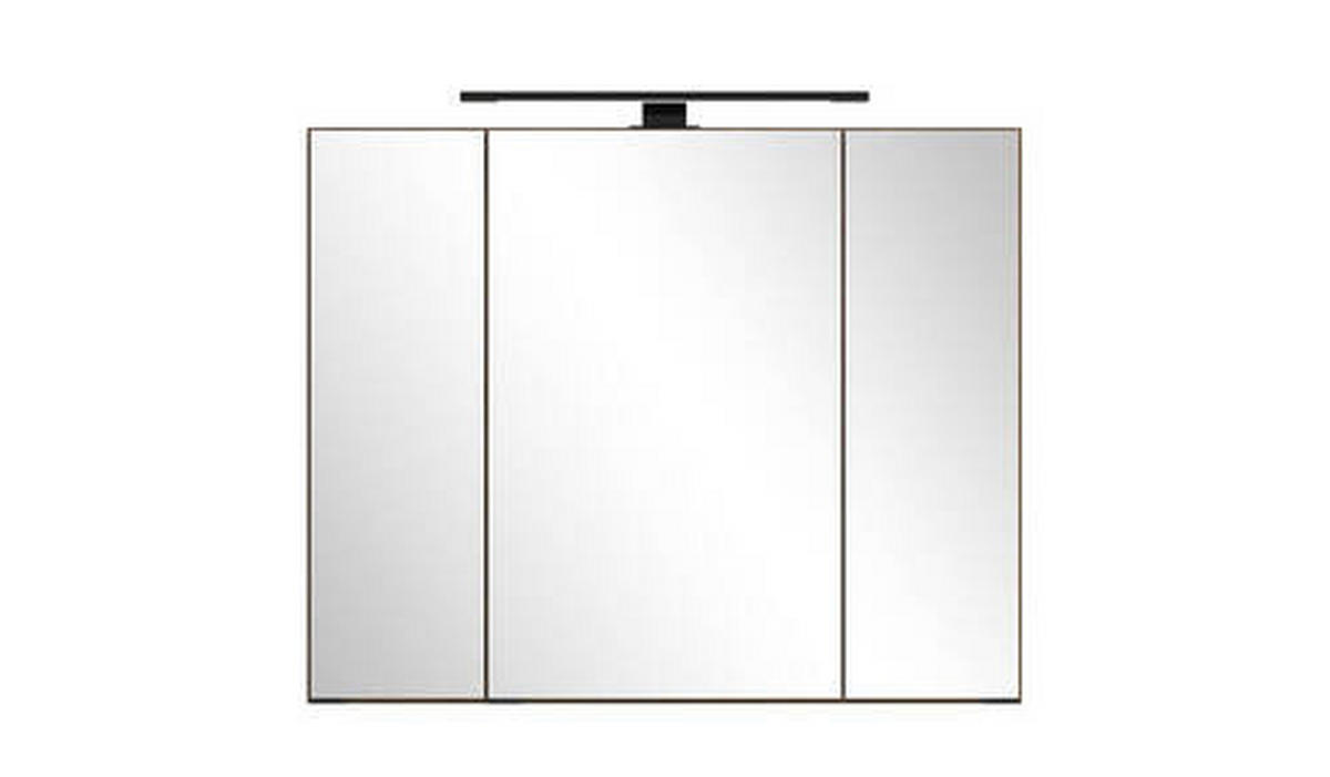 SPIEGELSCHRANK 80/64/20 cm  - Dunkelbraun/Schwarz, Natur, Glas/Holzwerkstoff (80/64/20cm) - Held