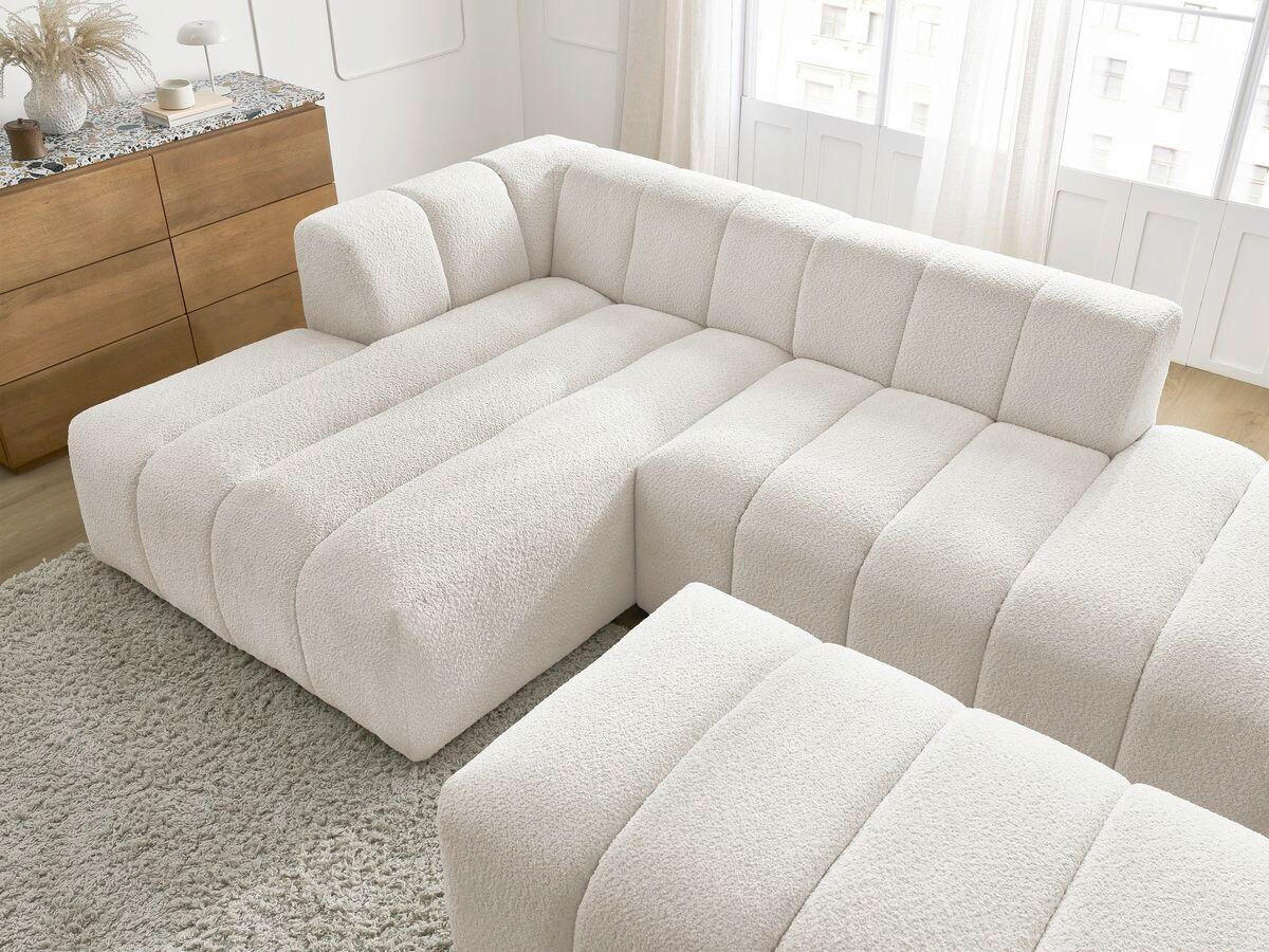 ECKSOFA  ANNECY Weiß Bouclé  - Schwarz/Weiß, MODERN, Kunststoff/Textil (170/262cm)