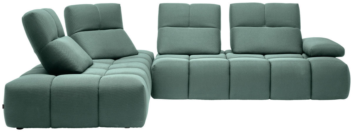 ECKSOFA  in Struktur Hellblau  233/313 cm  - Schwarz/Hellblau, Design, Kunststoff/Textil (233/313cm) - Belluti