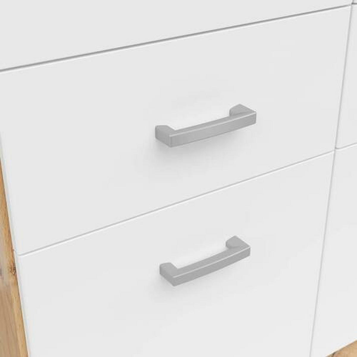 KLEIDERSCHRANK in Weiss, Sonoma Eiche  - Weiss/Silberfarben, Konventionell, Glas/Holzwerkstoff (136/199/58cm) - Boxxx
