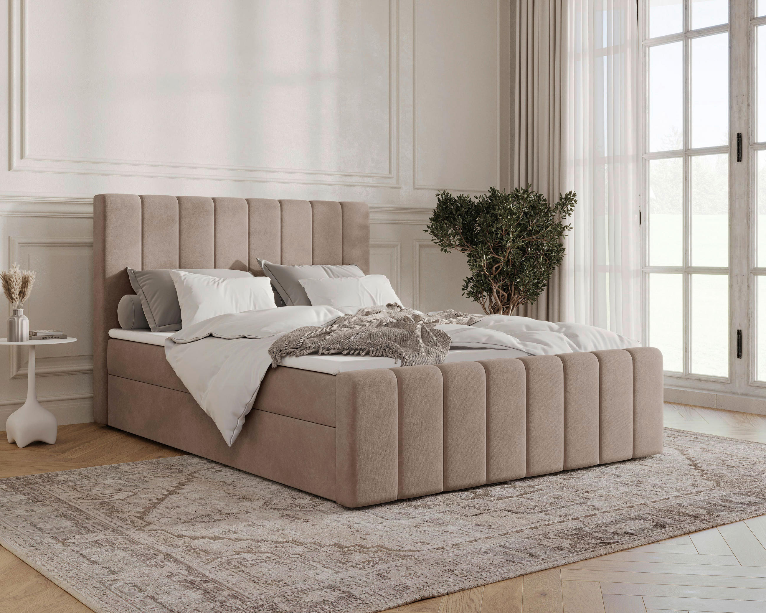 BOXBETT 140/200 cm,  in Cappuccino, Bettkasten, Topper, H2 + H3 = mittel + fest  - Schwarz/Cappuccino, MODERN, Holz/Kunststoff (140/200cm) - MID.YOU