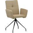 ARMLEHNSTUHL  Lederauswahl  Echtleder  - Beige/Schwarz, Design, Leder/Metall (65/91/58cm) - Moderano