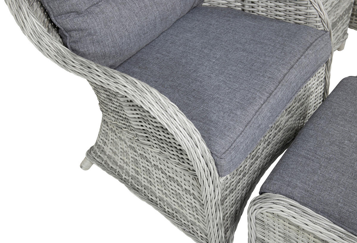 GARTENSET 5-teilig Rattan5-teilig  - Grau, KONVENTIONELL, Holz - Gardenson