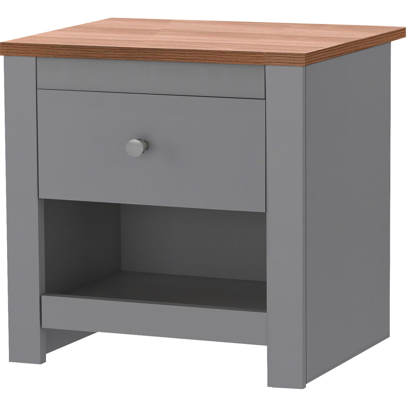 NACHTTISCH 45/46/35 cm  in Grau, Naturfarben  - Silberfarben/Naturfarben, Design, Holzwerkstoff/Metall (45/46/35cm) - MID.YOU