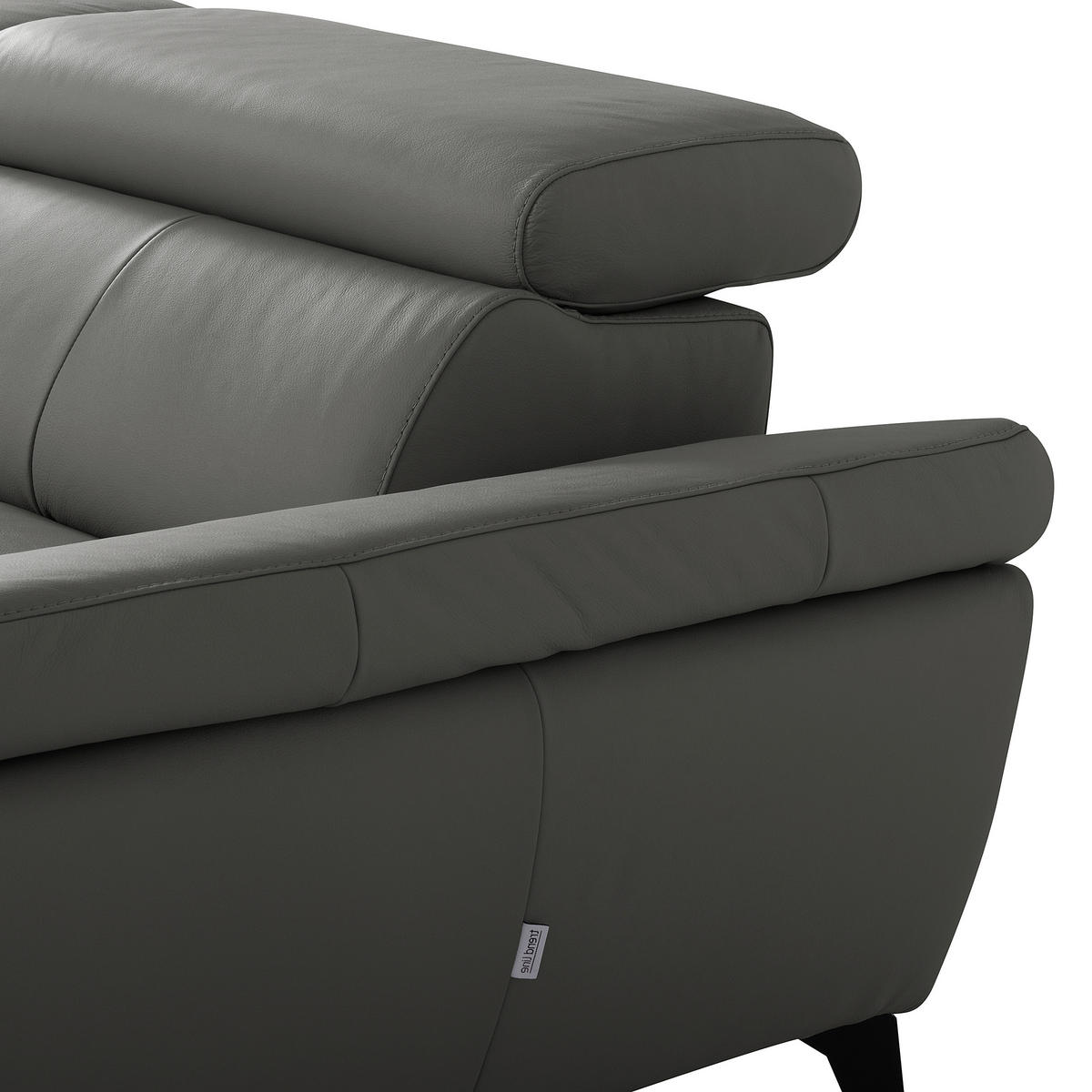 ECKSOFA  in Lederlook Echtleder Anthrazit  - Anthrazit/Schwarz, Design, Leder/Textil (252/179cm) - Livetastic