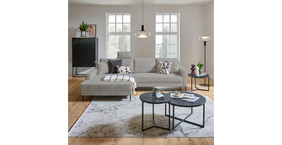 ECKSOFA in Cord Hellgrau  173/276 cm  - Hellgrau/Schwarz, KONVENTIONELL, Textil/Metall (173/276cm) - Carryhome