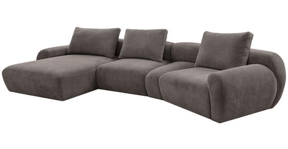 ECKSOFA  in Chenille Dunkelgrau  176/362 cm  - Dunkelgrau/Schwarz, KONVENTIONELL, Kunststoff/Textil (176/362cm) - Carryhome