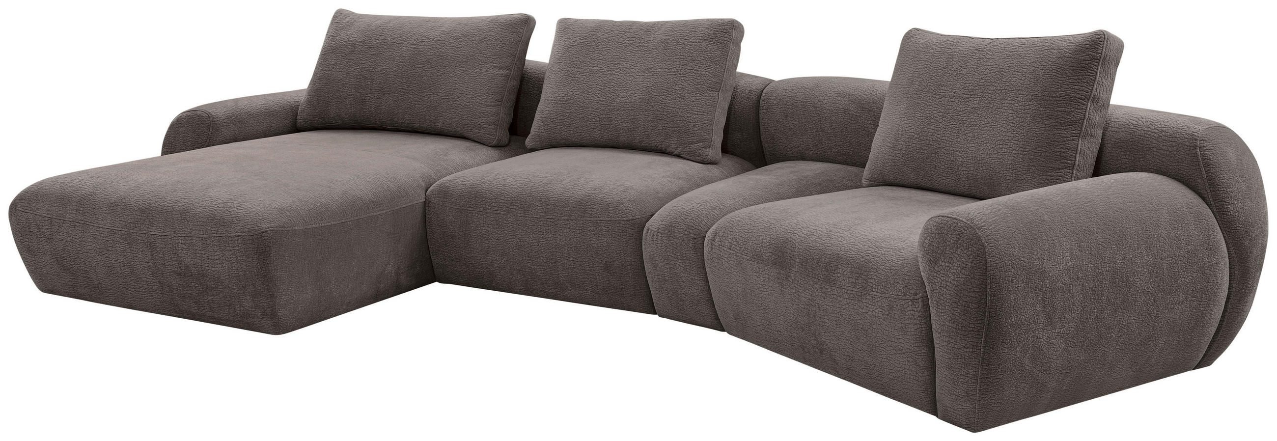 ECKSOFA Dunkelgrau Chenille  - Dunkelgrau/Schwarz, KONVENTIONELL, Kunststoff/Textil (176/362cm) - Carryhome