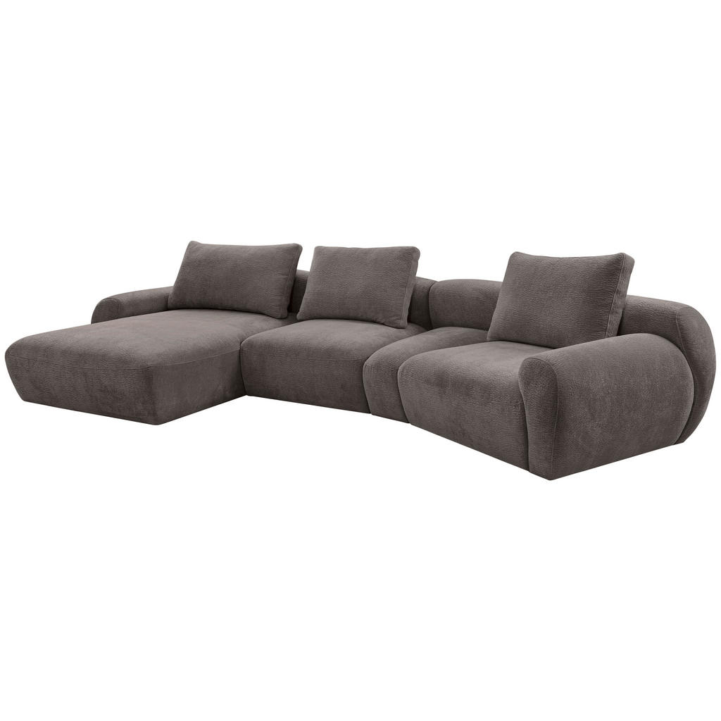 Thumbnail - Carryhome Ecksofa, Dunkelgrau, Textil, 4-Sitzer, Füllung: Silikon, Ottomane links, organische Form, 362x176 cm, seitenve...