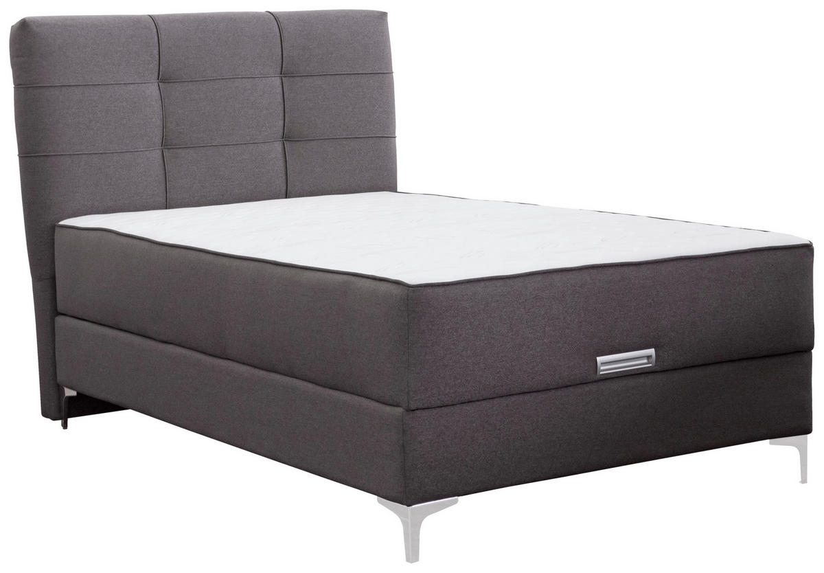 KÁRPITOZOTT ÁGY  szürkésbarna  - krómszínű/szürkésbarna, Basics, faalapú anyag/textil (122/134/217cm) - Hom`in