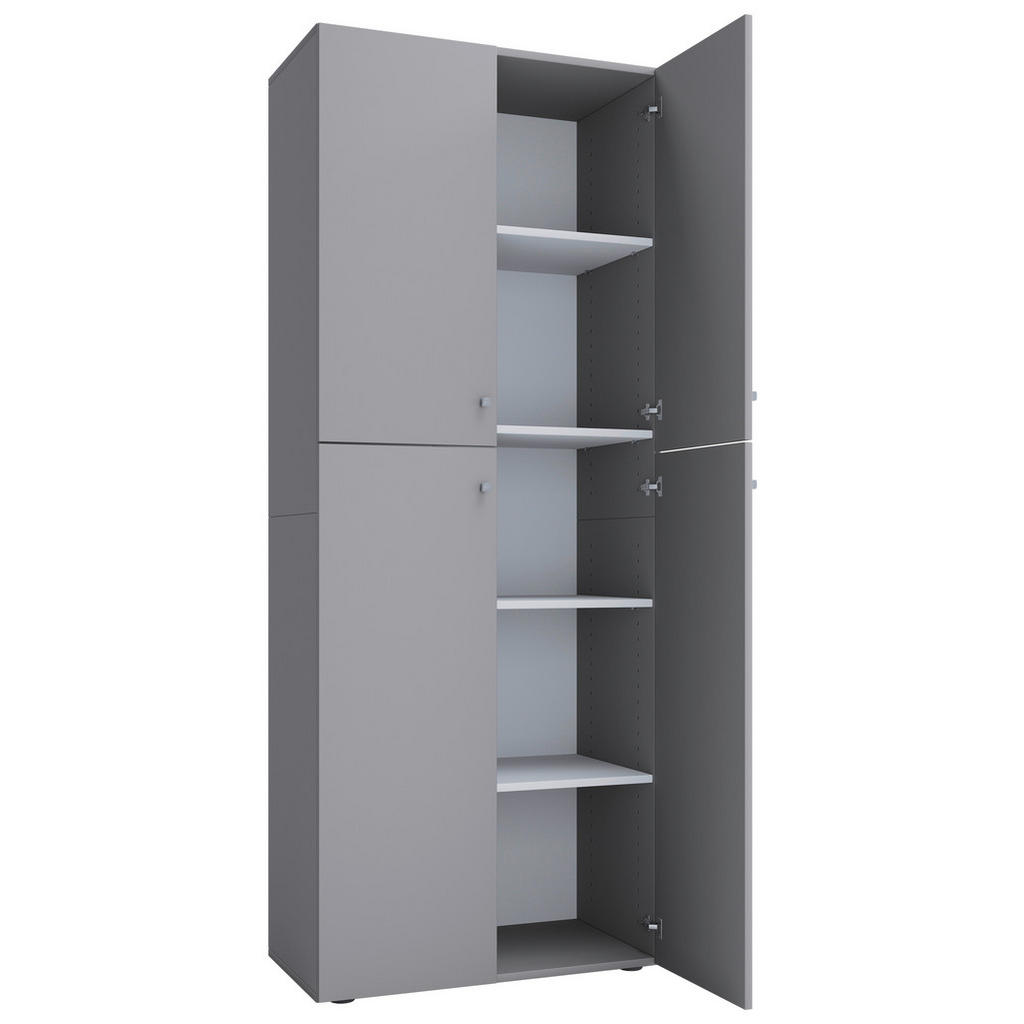 Thumbnail - Mid.you Schuhschrank, Grau, Holzwerkstoff, 4 Fächer, 70x182x37 cm, Garderobe, Schuhaufbewahrung, Schuhschränke