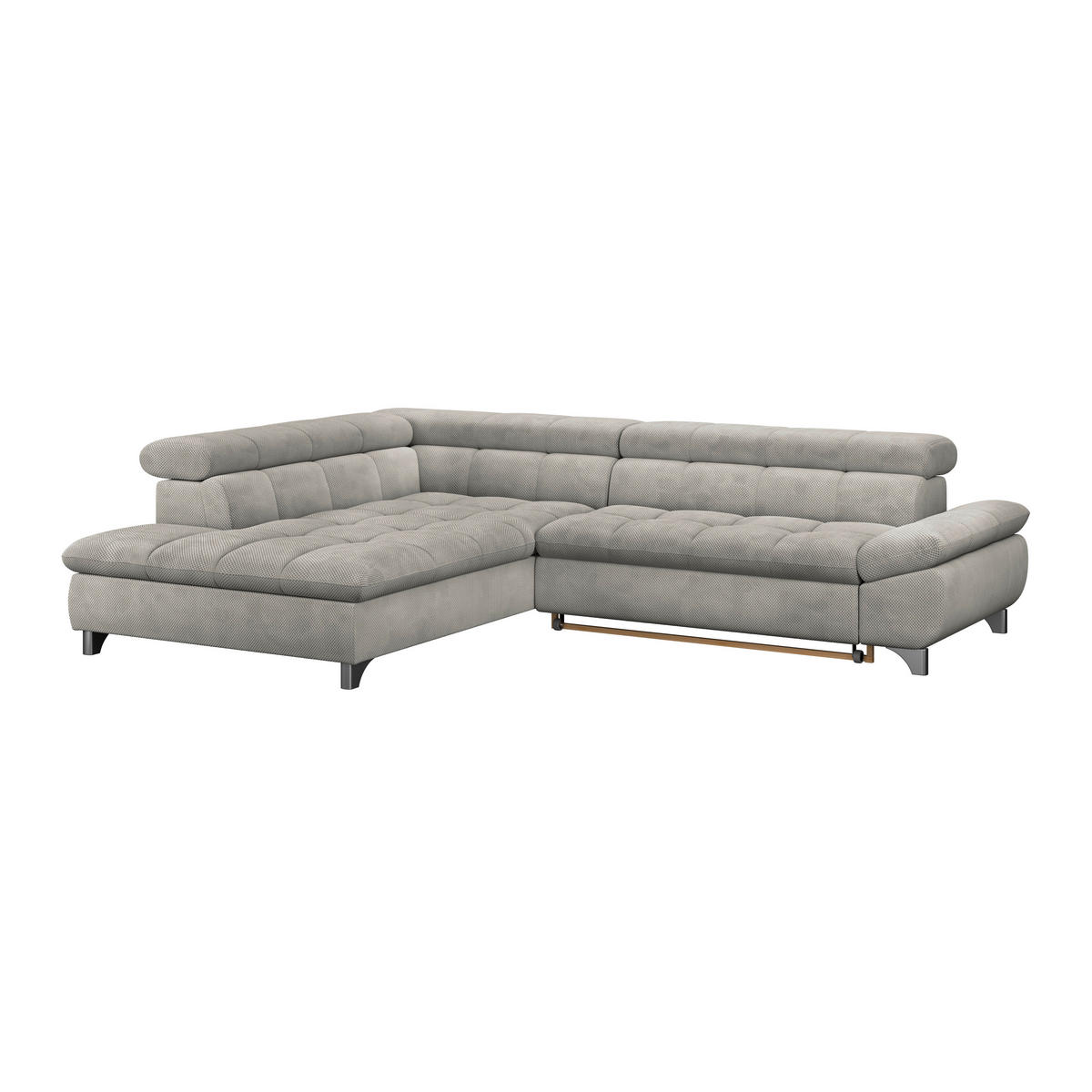 ECKSOFA Taupe Chenille  - Taupe/Chromfarben, KONVENTIONELL, Textil/Metall (234/312cm) - Livetastic