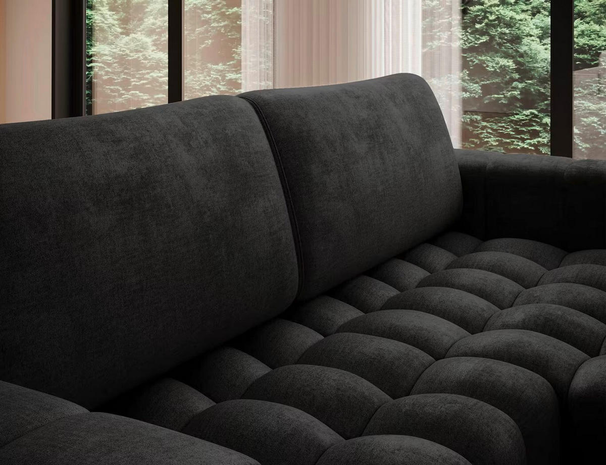 ECKSOFA  Anthrazit Samt  - Anthrazit/Schwarz, Design, Kunststoff/Textil (250/175cm) - MID.YOU
