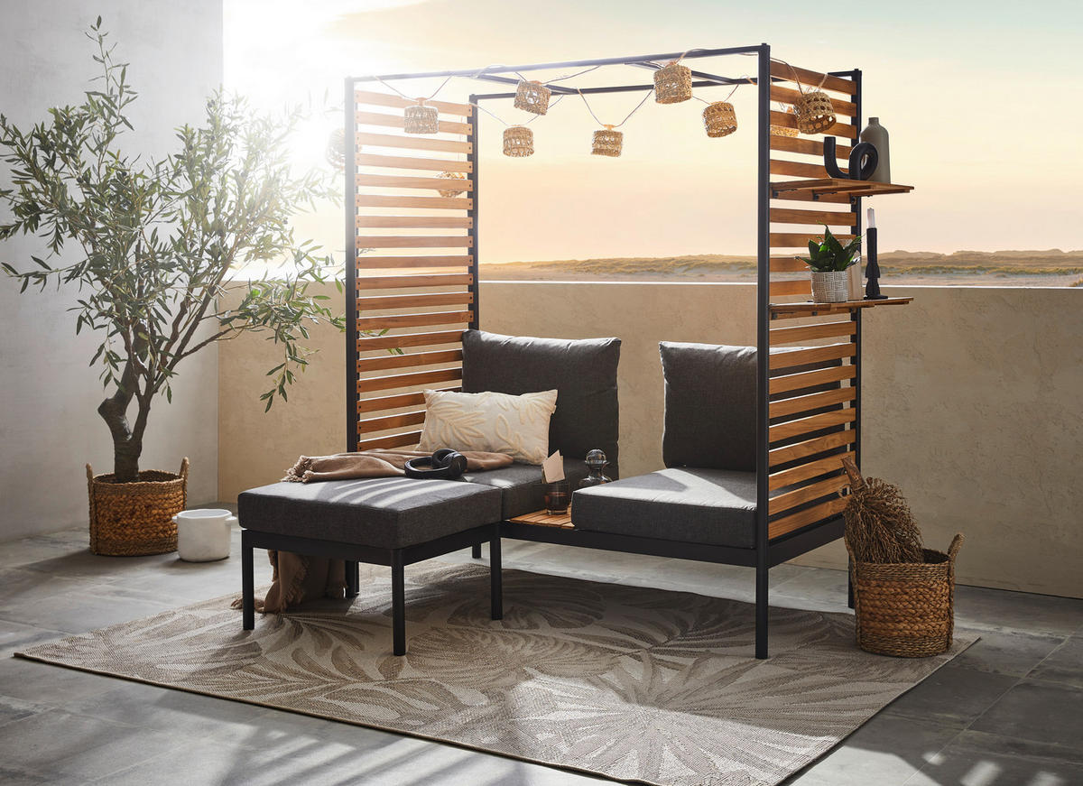 BALKONSET   - Anthrazit/Schwarz, Design, Holz/Textil (169/170,5/77cm) - Ambia Garden