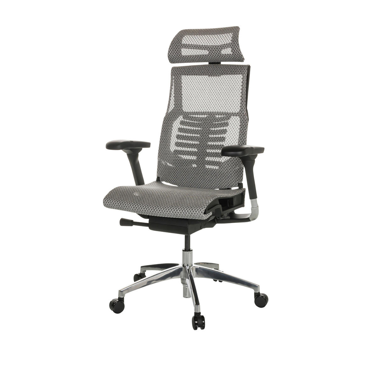 DREHSTUHL Netz Hellgrau  - Silberfarben/Hellgrau, Basics, Kunststoff/Textil (67/119-135/60cm) - MID.YOU