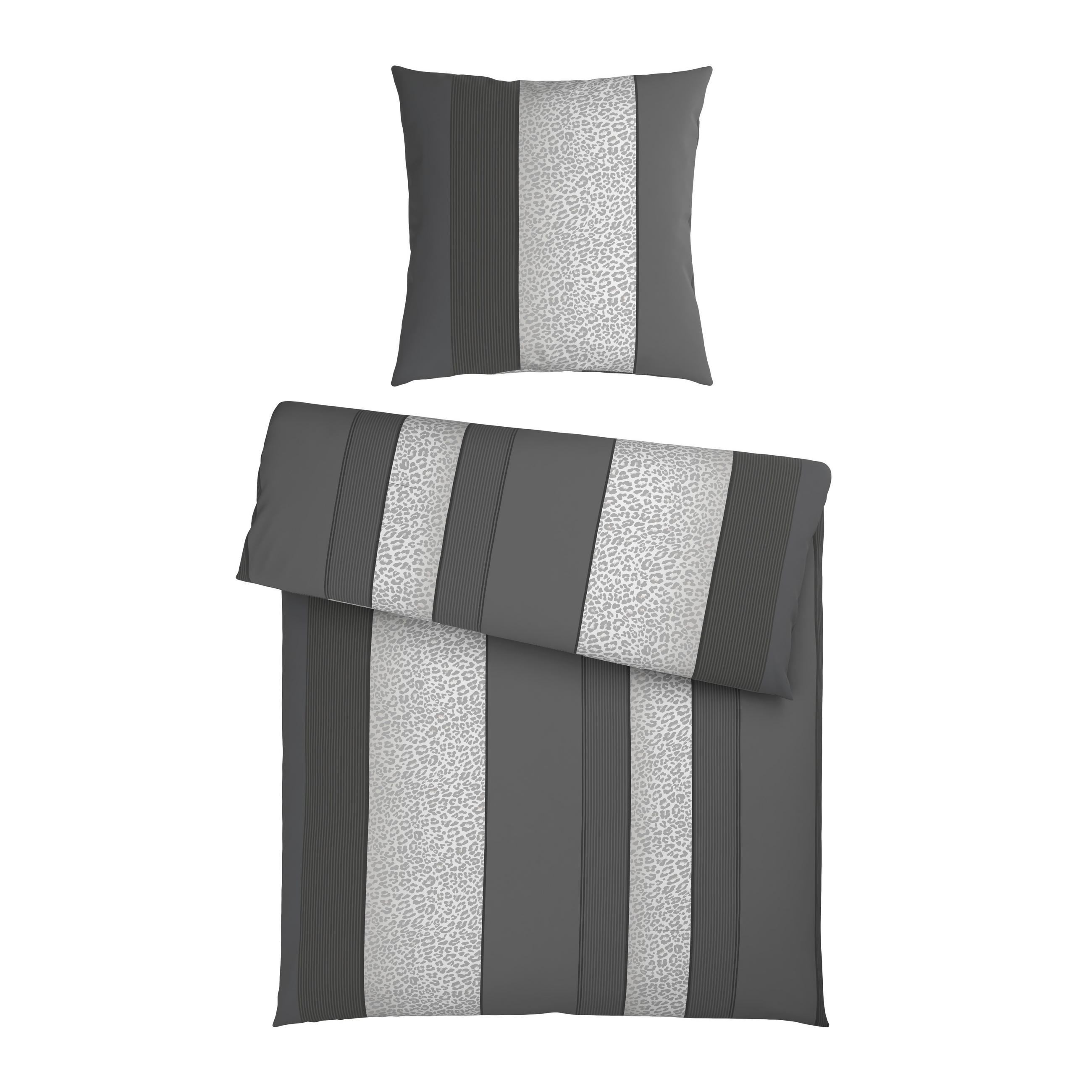 BETTWÄSCHE 2-teilig Flanell 155/220 cm  - Anthrazit, Textil (155/220cm) - Dieter Knoll