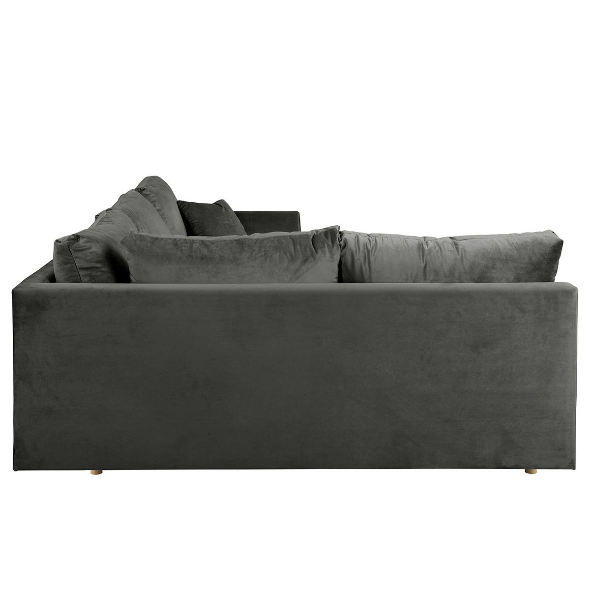 ECKSOFA Ariella in Samt Anthrazit  161/231 cm  - Anthrazit/Naturfarben, Design, Holz/Textil (161/231cm) - Livetastic