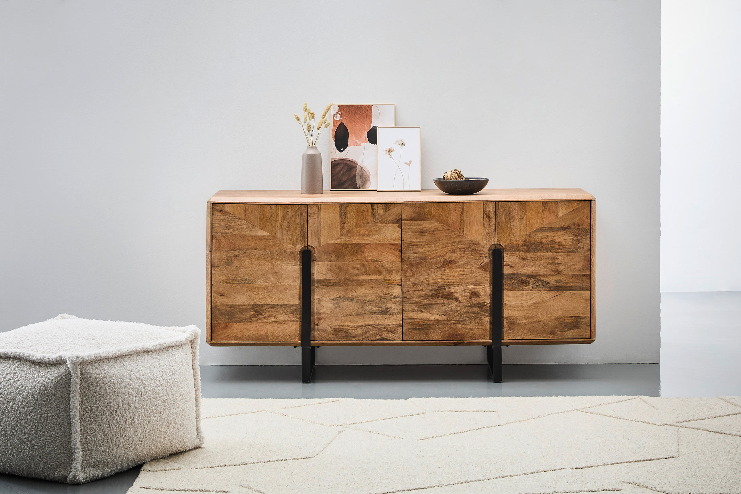 SIDEBOARD  in 170/80/45 cm  - Schwarz/Naturfarben, Design, Holz/Metall (170/80/45cm) - Livetastic