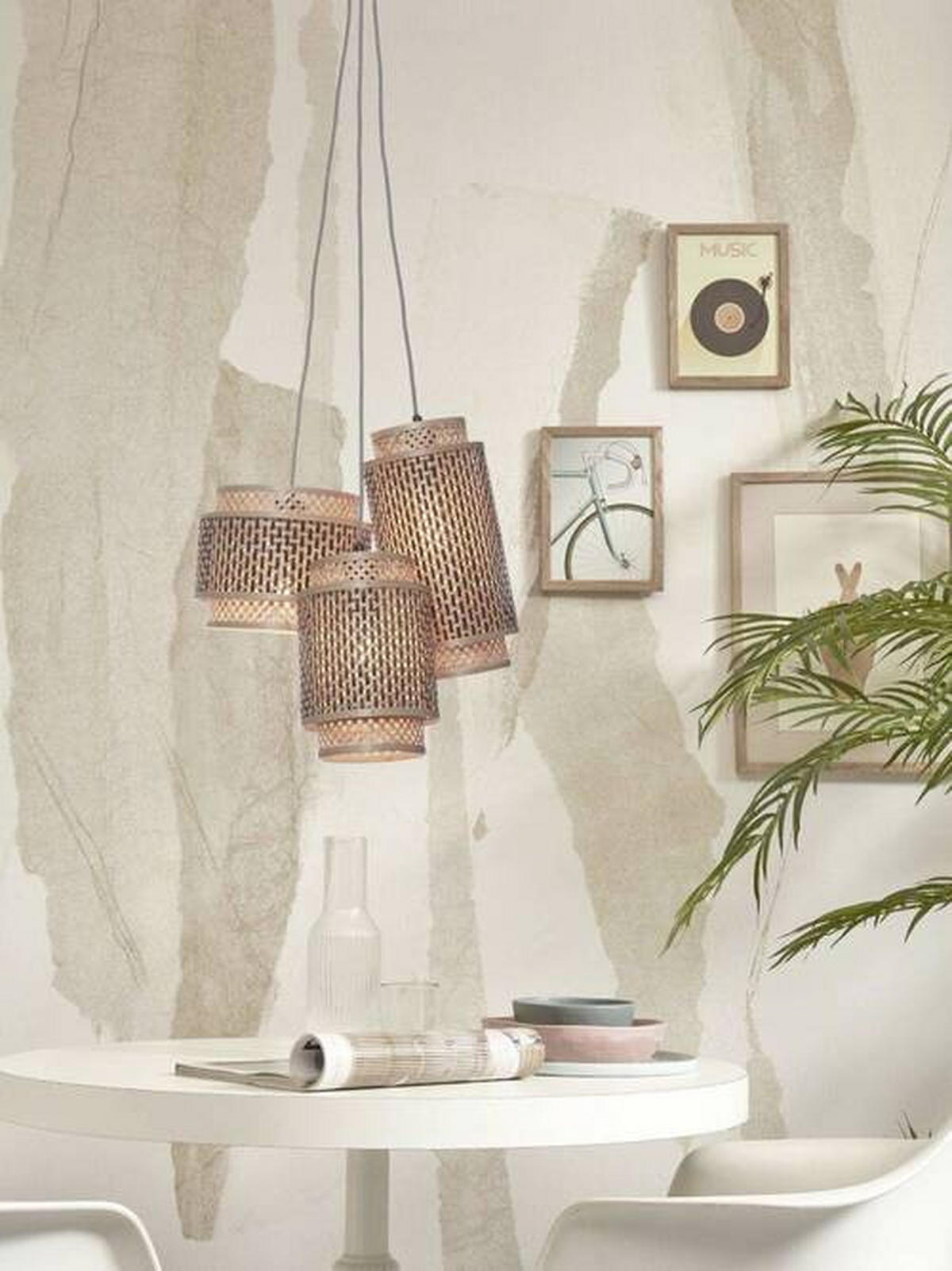 HÄNGELEUCHTE 65/50 cm  - Schwarz/Naturfarben, Trend, Holz (65/50cm) - Good & Mojo