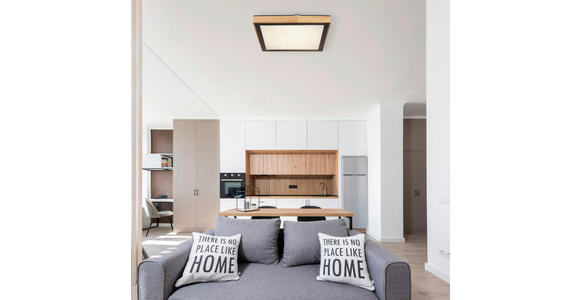 DECKENLEUCHTE 39/39/9 cm  - Schwarz/Braun, Design, Holz/Kunststoff (39/39/9cm) - Novel