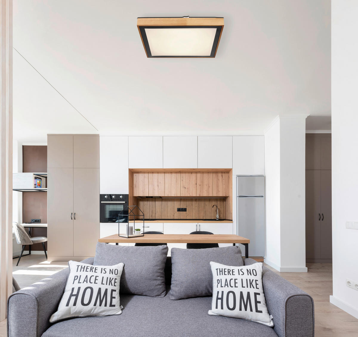 DECKENLEUCHTE 39/39/9 cm   - Schwarz/Braun, Design, Holz/Kunststoff (39/39/9cm) - Novel