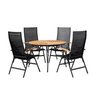 GARTENTISCHGRUPPE  - Anthrazit/Schwarz, Natur, Holz/Kunststoff - Gardenson