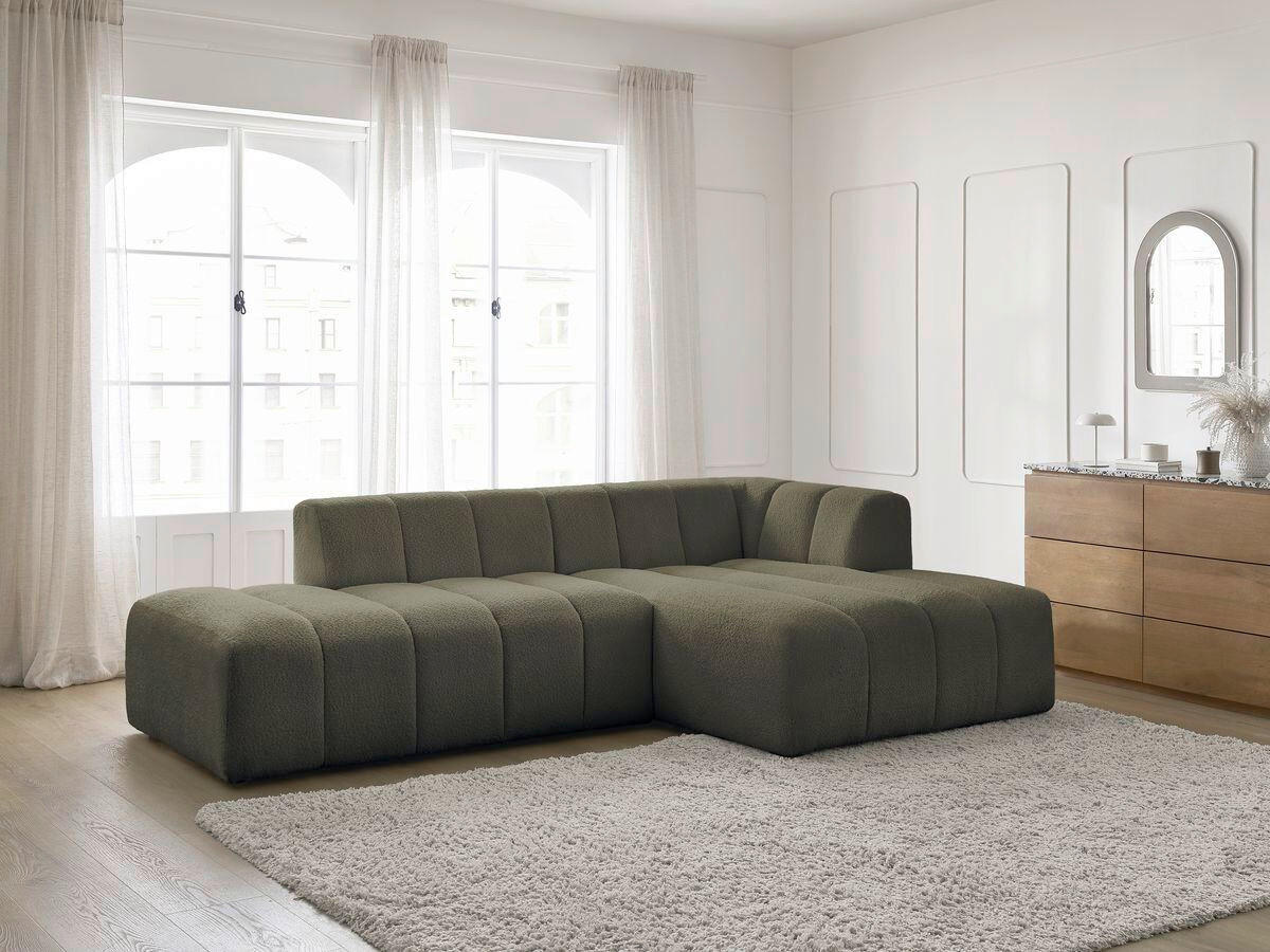 ECKSOFA  ANNECY Grün Bouclé  - Schwarz/Grün, MODERN, Kunststoff/Textil (262/170cm)